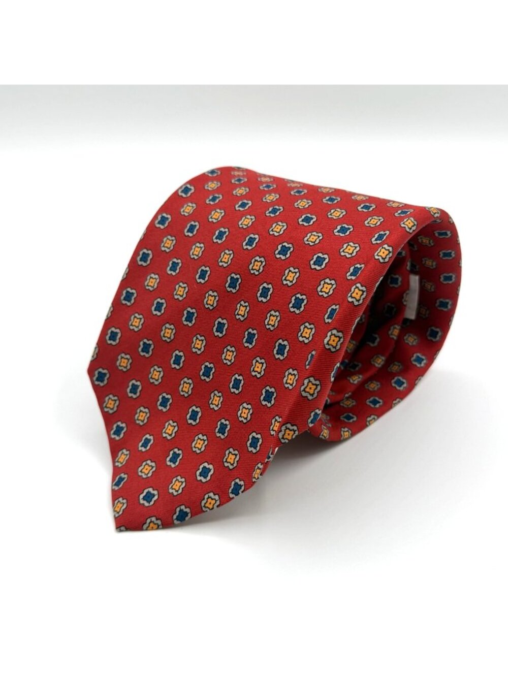 Vintage Liberty of London Red Geometric Pattern All Silk Tie 54" x 4"
